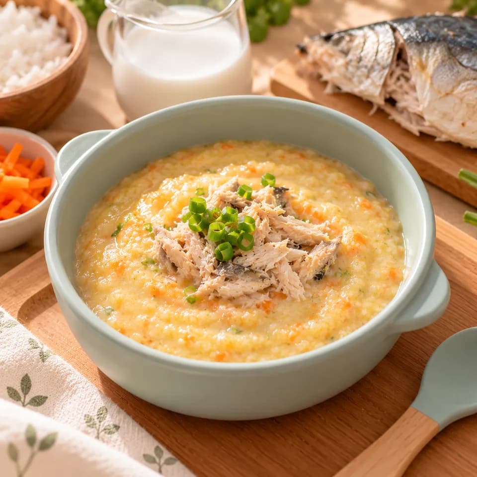 Bubur Tim Saring Ikan Kembung Kuah Santan