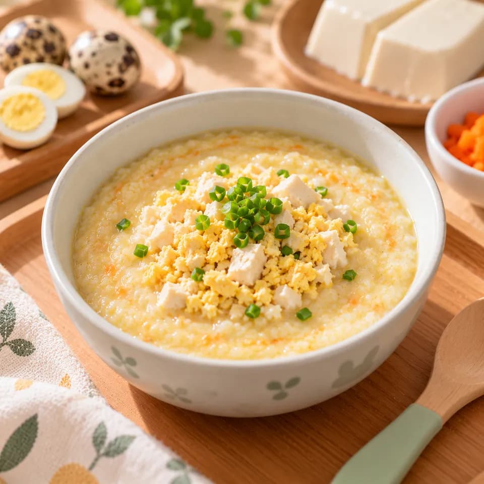 Bubur Saring Telur Puyuh & Tahu Sutra